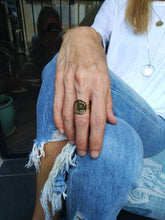 Load image into Gallery viewer, 2 Micron Gold Plated Israeli Pomegranate Coin Ring