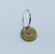 Load image into Gallery viewer, India Lions Coin Sterling Silver Hoop Earrings