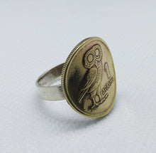 Load image into Gallery viewer, Greek Drachma Owl Coin Sterling Silver Ring
