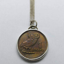 Load image into Gallery viewer, Greek Drachma Owl Coin Sterling Silver Necklace