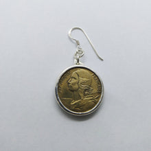 Load image into Gallery viewer, French Marianne Coin Sterling Silver Drop Hanging Earrings