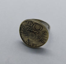 Load image into Gallery viewer, India Lotus Flower Coin Sterling Silver Ring