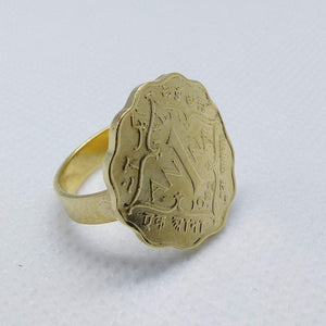 2 Micron Gold Plated British India Anna Coin Ring