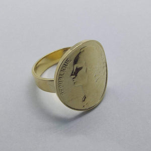 2 Micron Gold Plated French Marianne Coin Ring