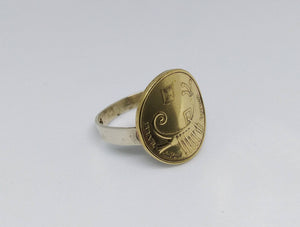 Israeli Ancient Galley Coin Sterling Silver Ring