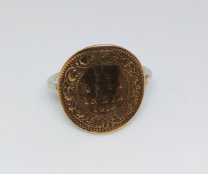 British India Antique Anna Coin Sterling Silver Ring