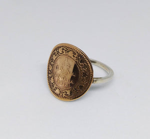 British India Antique Anna Coin Sterling Silver Ring