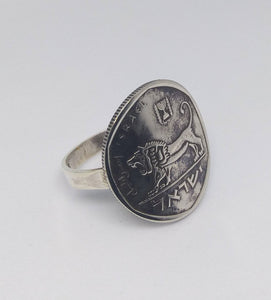 Israeli Lion Of Judah Coin Sterling Silver Ring