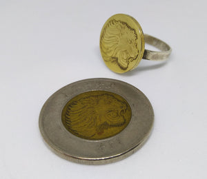 Ethiopian Lion Coin Sterling Silver Ring