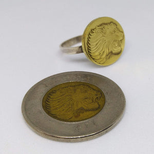 Ethiopian Lion Coin Sterling Silver Ring