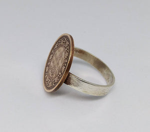 British India Flat Anna Coin Sterling Silver Ring