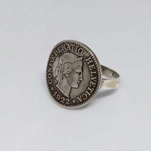 Swiss 10 Rappen Coin Sterling Silver Ring