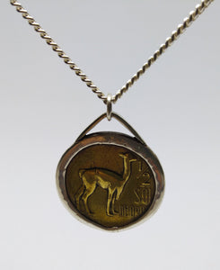 Peruvian Vicuña Coin Sterling Silver Necklace