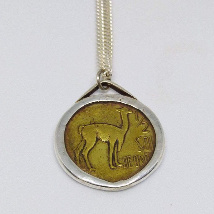 Peruvian Vicuña Coin Sterling Silver Necklace