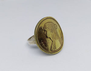 Egyptian Cleopatra Coin Sterling Silver Ring