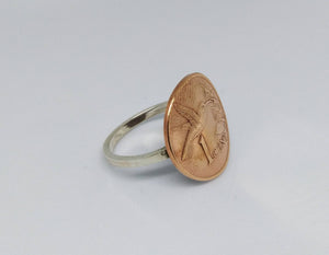 Trinidad And Tobago Hummingbird Coin Sterling Silver Ring