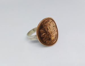 Canadian Maple Leaf Coin Sterling Silver Ring