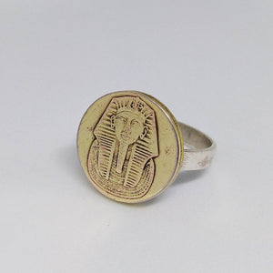 Tutankhamun Egyptian Coin Sterling Silver Ring