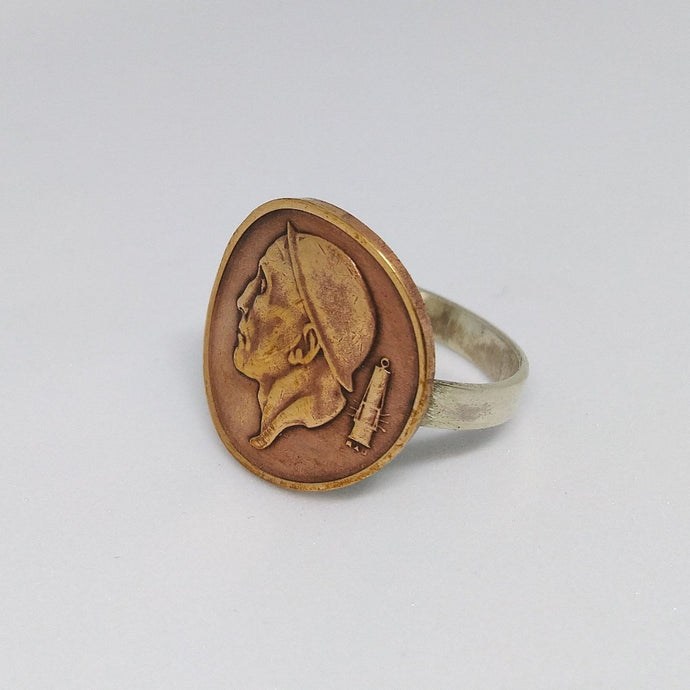 Belgian Coin Sterling Silver Ring