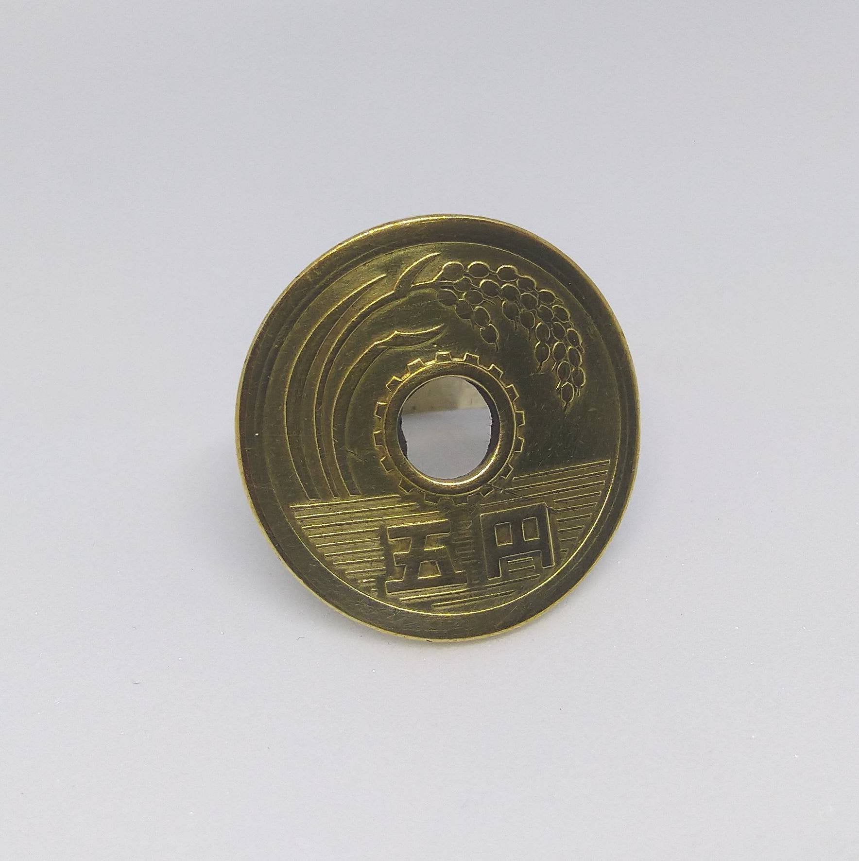 Japanese 5 Yen Coin Sterling Silver Ring OneTree Coin Jewelry