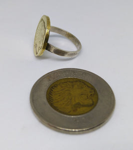 Ethiopian Lion Coin Sterling Silver Ring