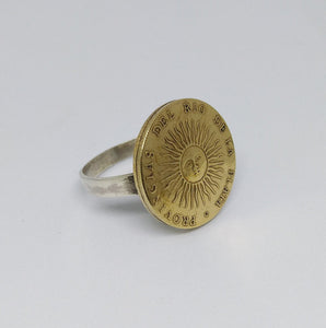 Argentinian Sun Coin Sterling Silver Ring