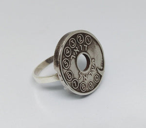 Israeli Payphone Token Coin Sterling Silver Ring