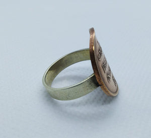 British Palestine (Israel) Bronze Mil Coin Sterling Silver Ring