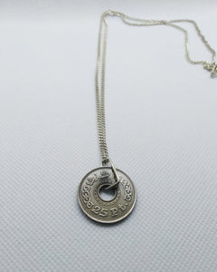 Egyptian 25 Piastres Hole Coin Sterling Silver Necklace