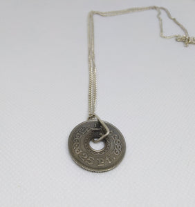 Egyptian 25 Piastres Hole Coin Sterling Silver Necklace