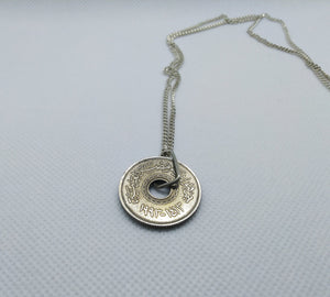 Egyptian 25 Piastres Hole Coin Sterling Silver Necklace