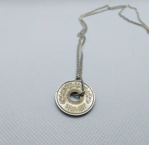 Egyptian 25 Piastres Hole Coin Sterling Silver Necklace