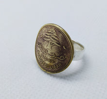 Load image into Gallery viewer, Lebanese Cedar Tree Coin Sterling Silver Ring
