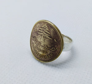 Lebanese Cedar Tree Coin Sterling Silver Ring