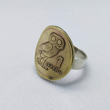 Load image into Gallery viewer, Greek Drachma Owl Coin Sterling Silver Ring
