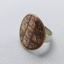 Load image into Gallery viewer, Bhutanese Buddhist Signs Coin Sterling Silver Ring
