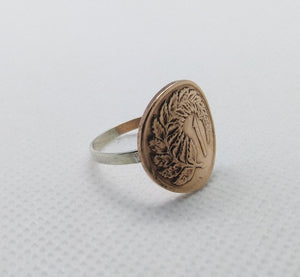 New Zealand Fern Leaf Coin Sterling Silver Ring