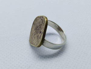 British India Square Anna Coin Sterling Silver Ring