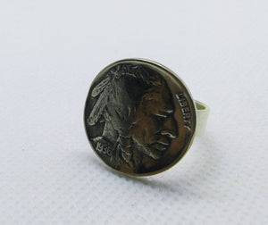 USA Buffalo Nickel Coin Sterling Silver Ring