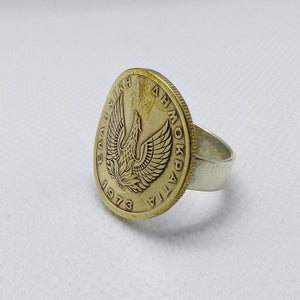 Greek Drachma Phoenix Coin Sterling Silver Ring