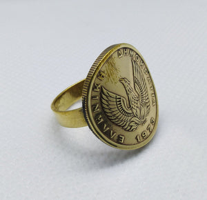 Greek Phoenix Drachma Coin Brass Ring