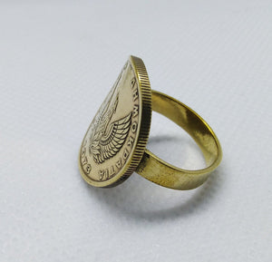 Greek Phoenix Drachma Coin Brass Ring