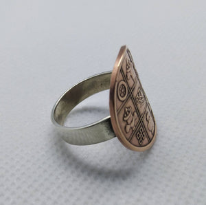 Bhutanese Buddhist Signs Coin Sterling Silver Ring