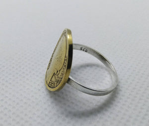 French 50 Centimes Coin Sterling Silver Ring