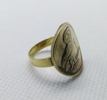 Load image into Gallery viewer, Greek Drachma Owl Coin Brass Ring
