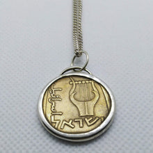 Load image into Gallery viewer, Israeli Lyre Coin Sterling Silver Necklace
