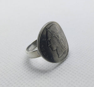 Belgian Coin Sterling Silver Ring