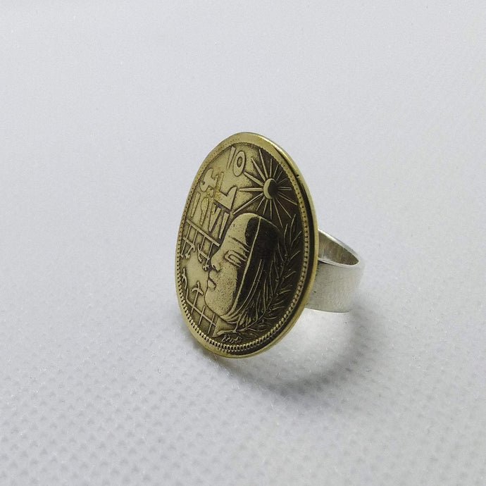 Egyptian Coin Sterling Silver Ring