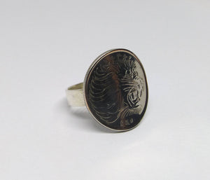 Ethiopian Lion Of Judah Coin Sterling Silver Ring