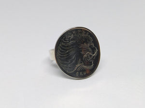 Ethiopian Lion Of Judah Coin Sterling Silver Ring